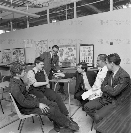 Radio interview of schoolboys on a factory visit, Stanley Tools, Sheffield, South Yorkshire, 1968. Artist: Michael Walters