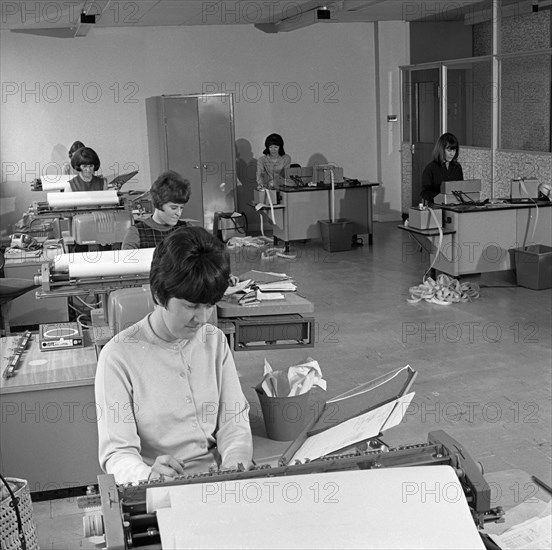 Punch room at Tetley's brewers, Leeds, West Yorkshire, 1968. Artist: Michael Walters