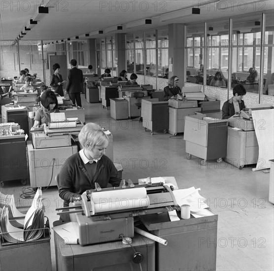 The administration office at Huntsman House, Tetley's headquarters in Leeds, May 1968. Artist: Michael Walters
