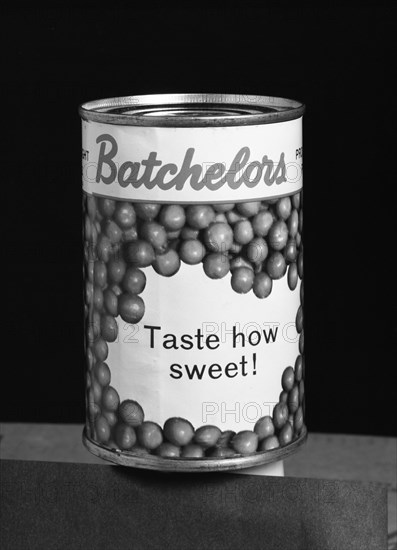 Batchelors Peas tin, 1963.  Artist: Michael Walters