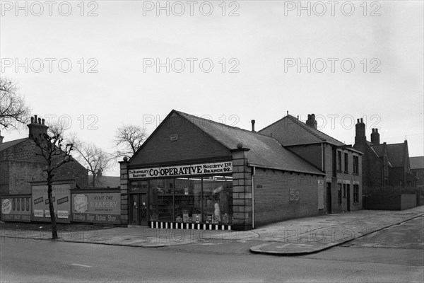 Exterior of the Dodworth Road Co-op, Barnsley, South Yorkshire, 1957. Artist: Michael Walters