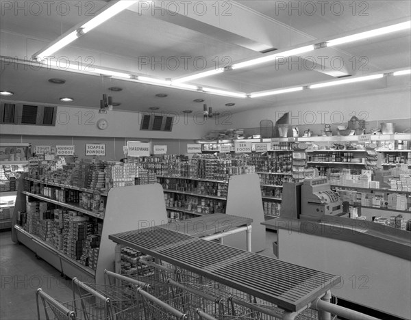 Barnsley Co-op, Park Road branch interior, South Yorkshire, 1961. Artist: Michael Walters