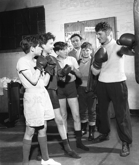 Boxing training at Horden Colliery gym, Sunderland, Tyne and Wear, 1964.  Artist: Michael Walters