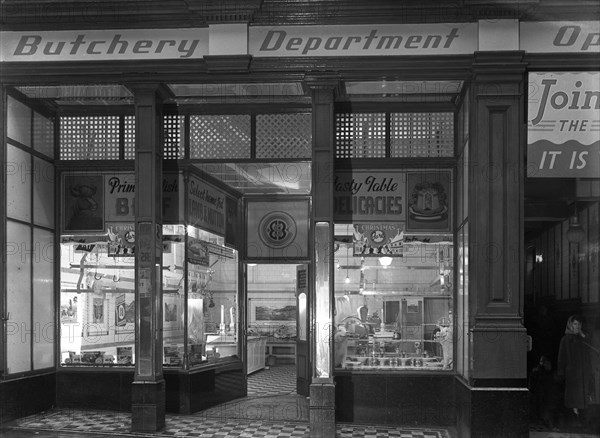 Exterior of the Butchery Department, Barnsley Co-op, South Yorkshire, 1956. Artist: Michael Walters