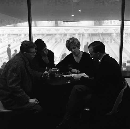 Group of friends on a night out at Silver Blades Bowling Alley, Sheffield, South Yorkshire, 1964. Artist: Michael Walters