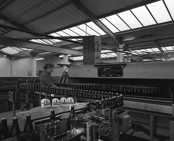 Bottling beer at Ward & Sons bottling plant, Swinton, South Yorkshire, 1961. Artist: Michael Walters