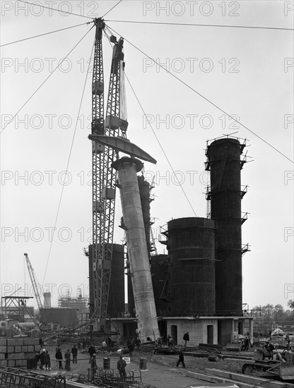 Erecting an absorption tower, Coleshill coal preparation plant, Warwickshire, 1962.  Artist: Michael Walters