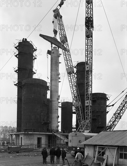 Erecting an absorption tower, Coleshill coal preparation plant, Warwickshire, 1962.  Artist: Michael Walters