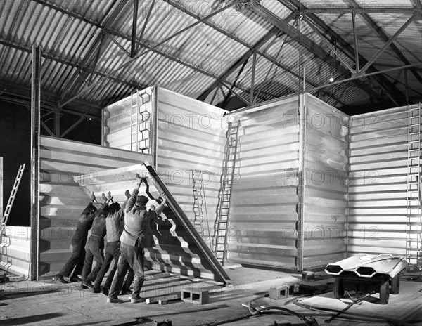 Constructing a new grain silo in Navenby, Lincolnshire, 1962. Artist: Michael Walters