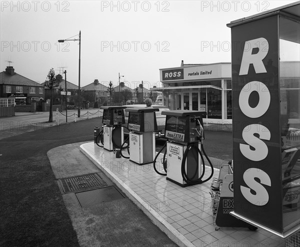 A petrol station forecourt, Grimsby, Lincolnshire, 1965.  Artist: Michael Walters