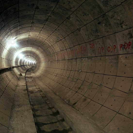 Empty Jubilee Line Tube tunnel, before completion, London, 1974.  Artist: Michael Walters