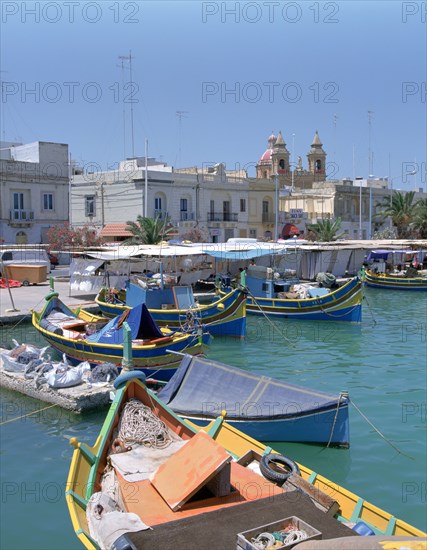 Fishing boats in the harbour, Marsaxlokk, Malta.