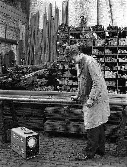 Ultrasonic testing of steel, J Beardshaw & Sons, Sheffield, South Yorkshire, 1963. Artist: Michael Walters