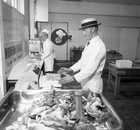 Meat packing at a South Yorkshire meat processing company, 1972. Artist: Michael Walters