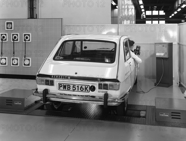 Renault 16 TL automatic on a Laycock brake testing machine, Sheffield, 1972. Artist: Michael Walters