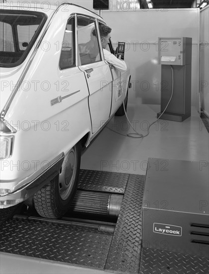 Renault 16 TL automatic on a Laycock brake testing machine, Sheffield, 1972. Artist: Michael Walters