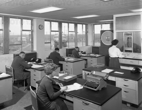 Weighbridge office scene, Spillers foods, Gainsborough, Lincolnshire, 1961. Artist: Michael Walters