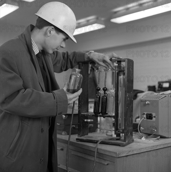 Lab testing at the Park Gate Iron & Steel Co, Rotherham, South Yorkshire, 1964. Artist: Michael Walters