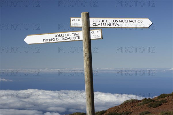 Signpost, Parque Nacional de la Caldera de Taburiente, La Palma, Canary Islands, Spain, 2009.
