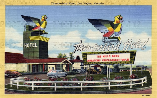 'Thunderbird Hotel, Las Vegas, Nevada', postcard, 1950. Artist: Unknown