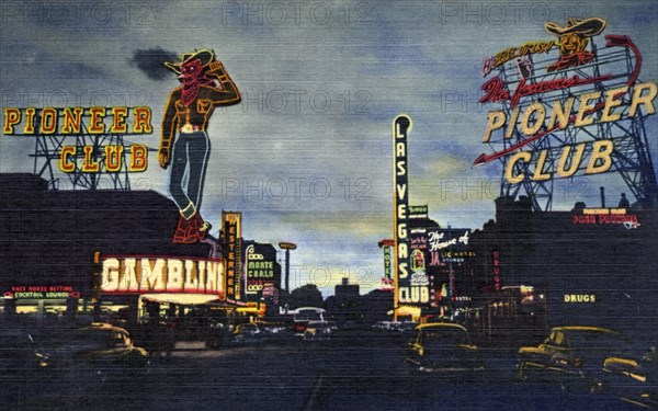 Neon signs of the Pioneer Club, Las Vegas, Nevada, USA, 1951. Artist: Unknown