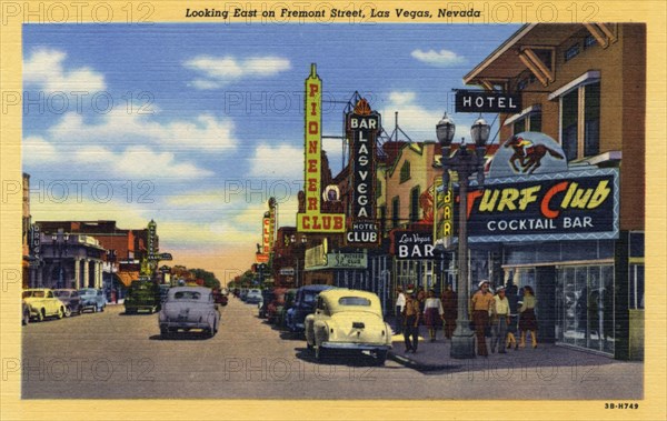 'Looking East on Fremont Street, Las Vegas, Nevada', postcard, 1943. Artist: Unknown