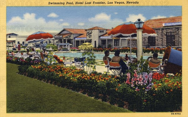 'Swimming Pool, Hotel Last Frontier, Las Vegas, Nevada', postcard, 1943. Artist: Unknown