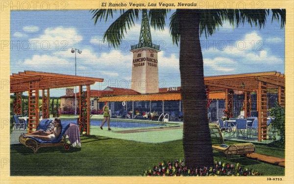 'El Rancho Vegas, Las Vegas, Nevada', postcard, 1943. Artist: Unknown