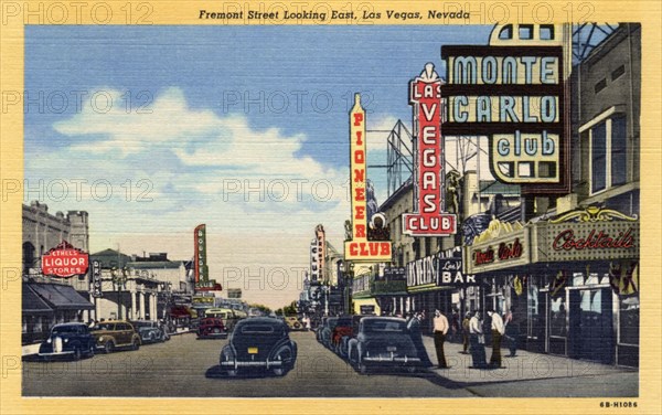 'Fremont Street Looking East, Las Vegas, Nevada', postcard, 1946. Artist: Unknown