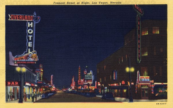 'Fremont Street at Night , Las Vegas, Nevada', postcard, 1946. Artist: Unknown