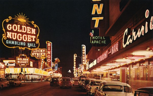 Fremont Street from Second Street, Las Vegas, Nevada, USA, 1956. Artist: Unknown