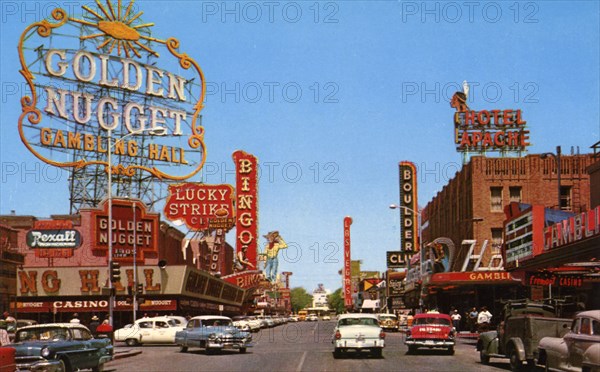 Fremont Street from Second Street, Las Vegas, Nevada, USA, 1956. Artist: Unknown
