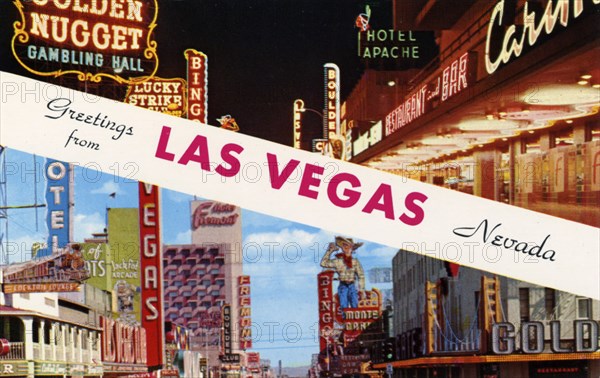 'Greetings from Las Vegas, Nevada', postcard, 1956. Artist: Unknown