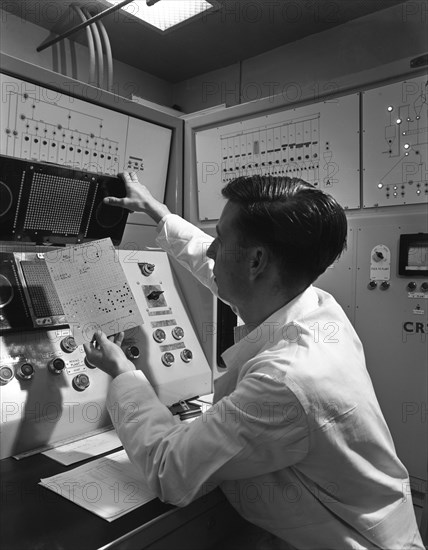 Production line control room, Spillers Animal Foods, Gainsborough, Lincolnshire, 1962. Artist: Michael Walters