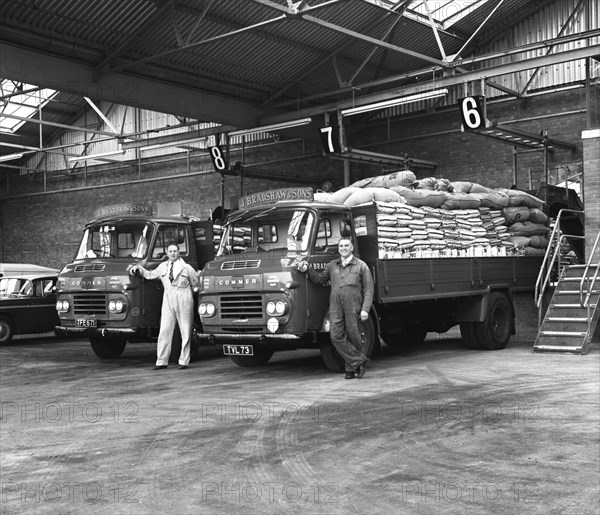 Commer Lorries at Spillers Foods Ltd, Gainsborough, Lincolnshire, 1962. Artist: Michael Walters