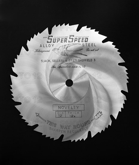 Sheffield steel product: a Slack Sellars saw blade, 1963.  Artist: Michael Walters