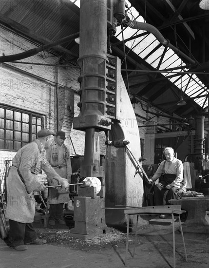 Forging at the foundry of AT Green & Sons Ltd, Rotherham, South Yorkshire, 1963. Artist: Michael Walters