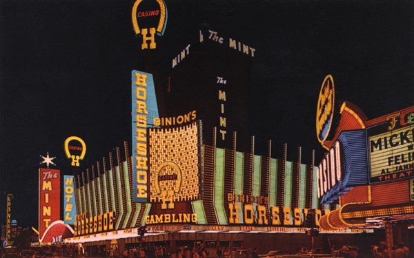 Fremont Street at night, Las Vegas, Nevada, USA, 1968. Artist: Unknown