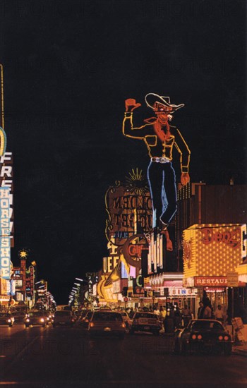 Fremont Street at night, Las Vegas, Nevada, USA, 1968. Artist: Unknown