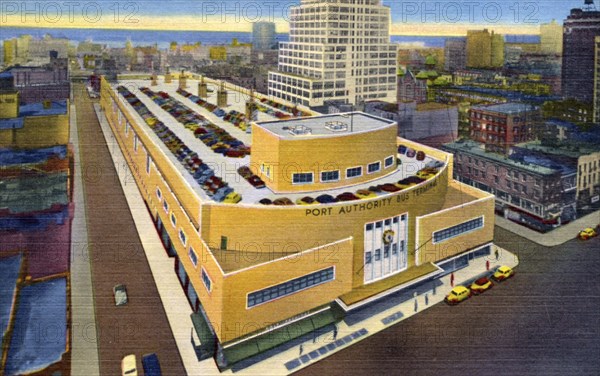 Port Authority Bus Terminal, facing west, New York City, New York, USA, 1951. Artist: Unknown