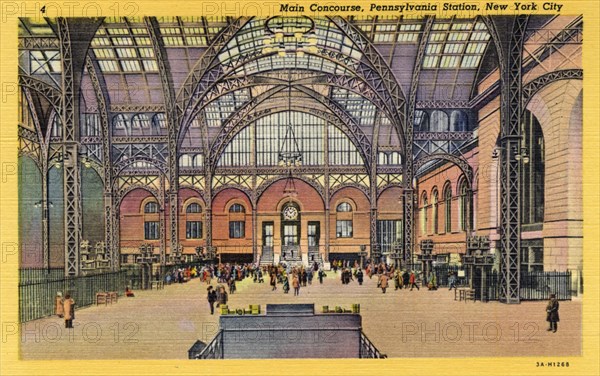 Main concourse, Pennsylvania Station, New York City, New York, USA, 1933. Artist: Unknown