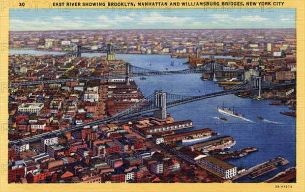 The East River, New York City, New York, USA, 1933 Artist: Unknown