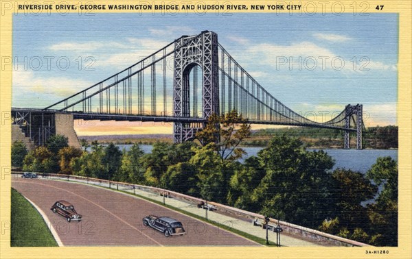 Riverside Drive and the George Washington Bridge, New York City, New York, USA, 1933. Artist: Unknown