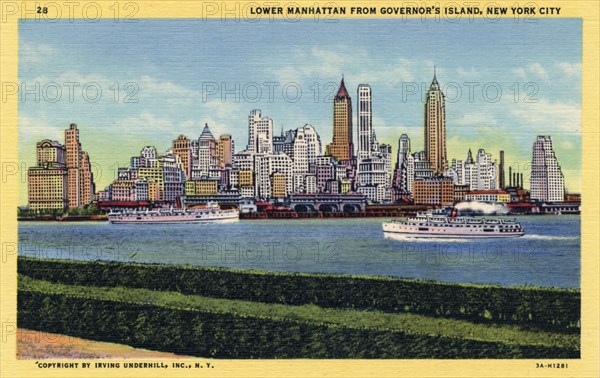 Lower Manhattan from Governor's Island, New York City, New York, USA, 1933. Artist: Unknown