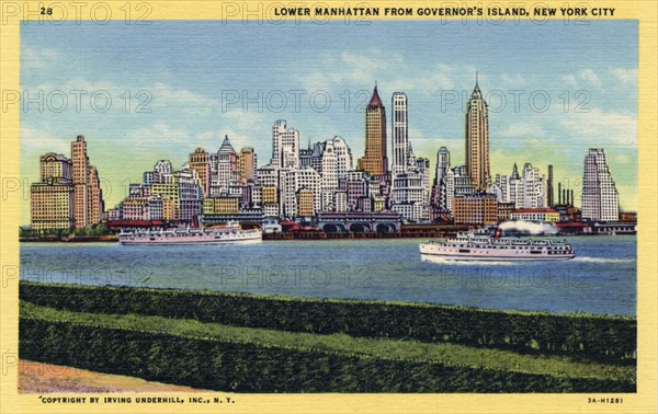 Lower Manhattan from Governor's Island, New York City, New York, USA, 1933. Artist: Unknown