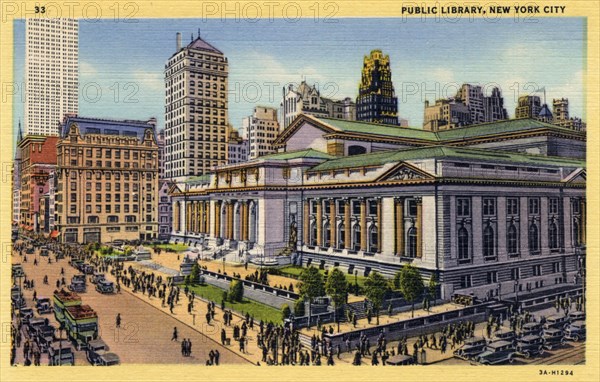 Public Library, New York City, New York, USA, 1933. Artist: Unknown