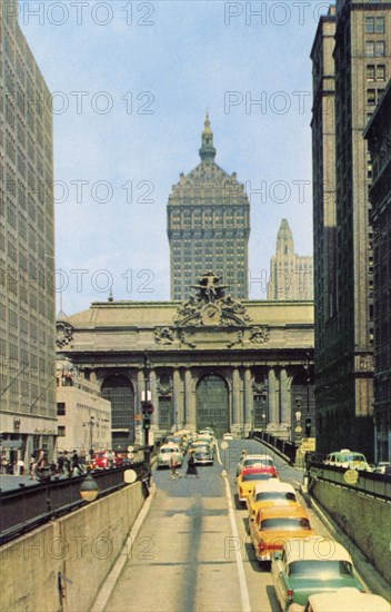 Traffic in front of Grand Central Terminal, New York City, New York, USA, 1956. Artist: Unknown