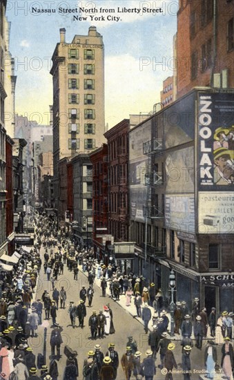 Nassau Street North from Liberty Street, New York City, New York, USA, 1916. Artist: Unknown