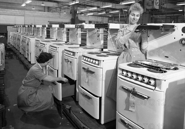 Cooker production line at the GEC factory, Swinton, South Yorkshire, 1960.  Artist: Michael Walters