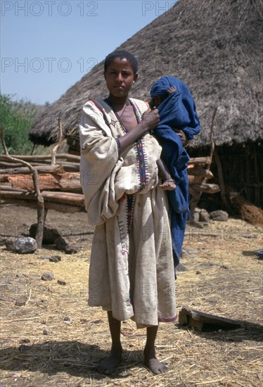 Woman and baby in a village near the Blue Nile Falls, Ethiopia.